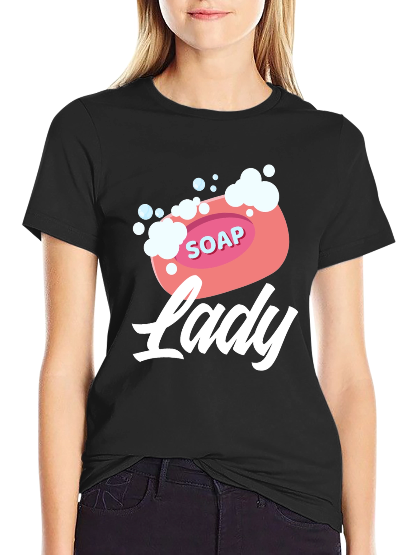 Black Soap Lady Graphic Tee - Novelty T-Shirt view 2