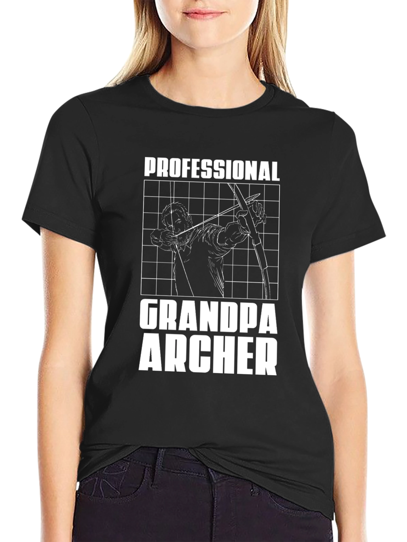 Black Grandpa Archer T-Shirt - Professional Archer Graphic Tee view 2