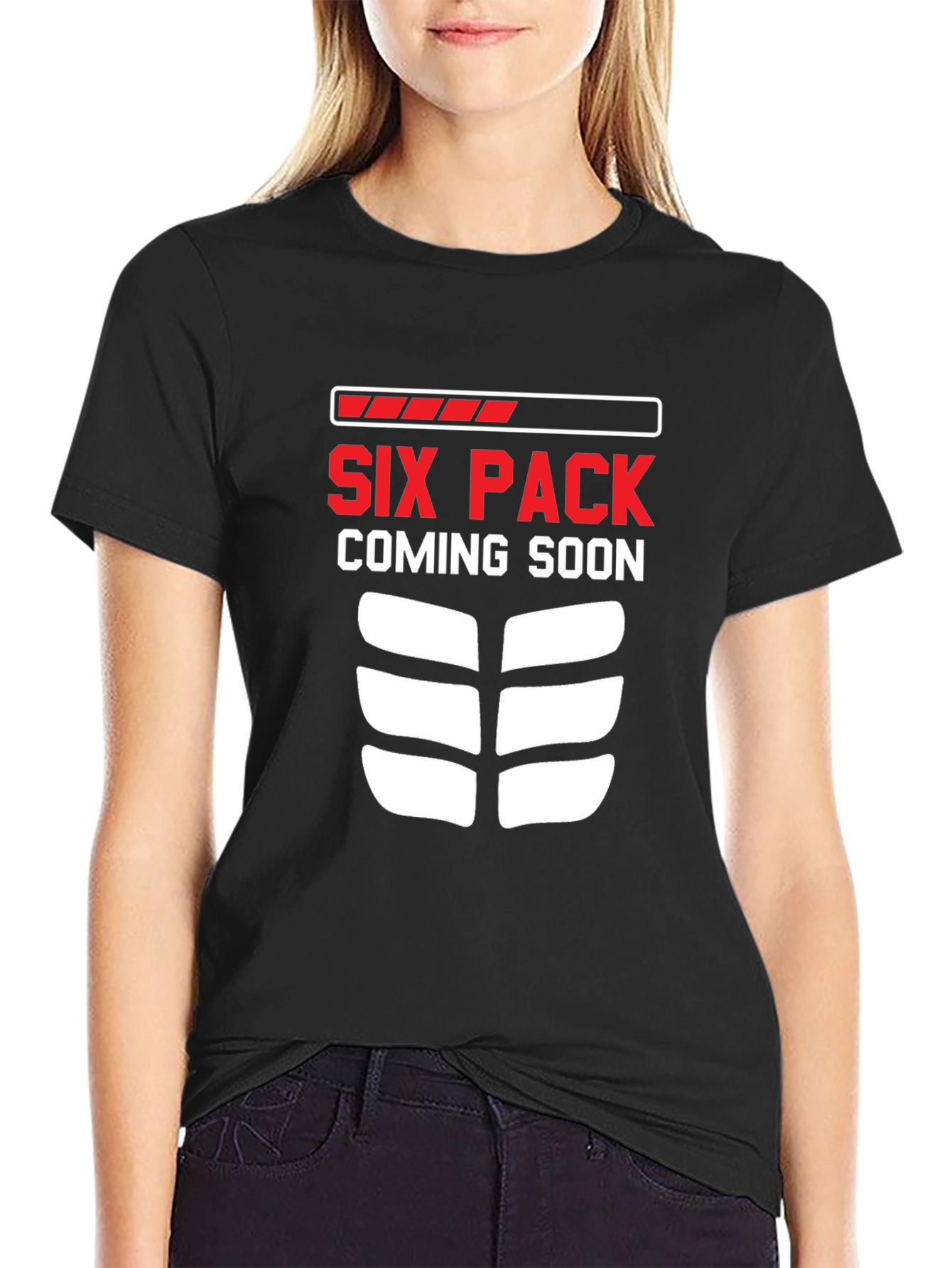 Black Six Pack Coming Soon Funny Workout T-Shirt view 2