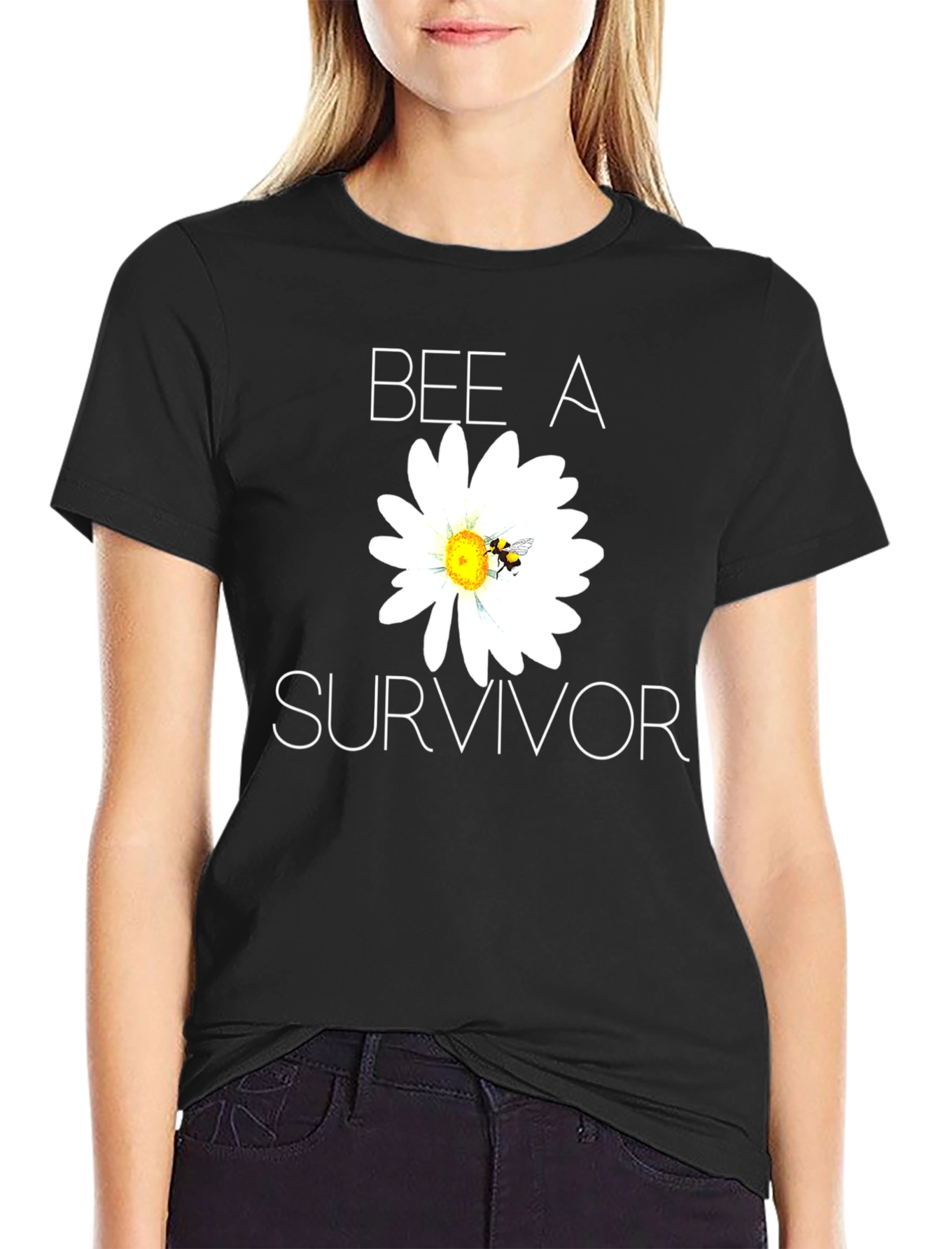 Black Bee A Survivor T-Shirt - Black Cotton Blend view 2
