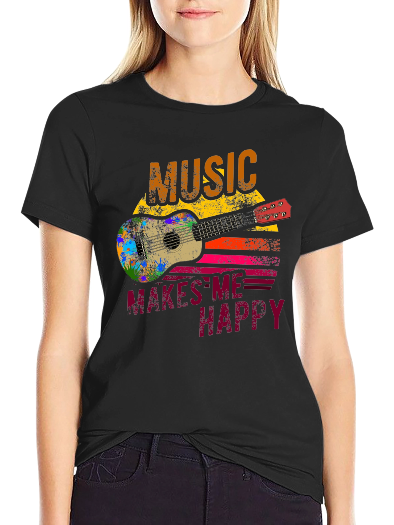 Black Music Makes Me Happy Graphic Tee view 2