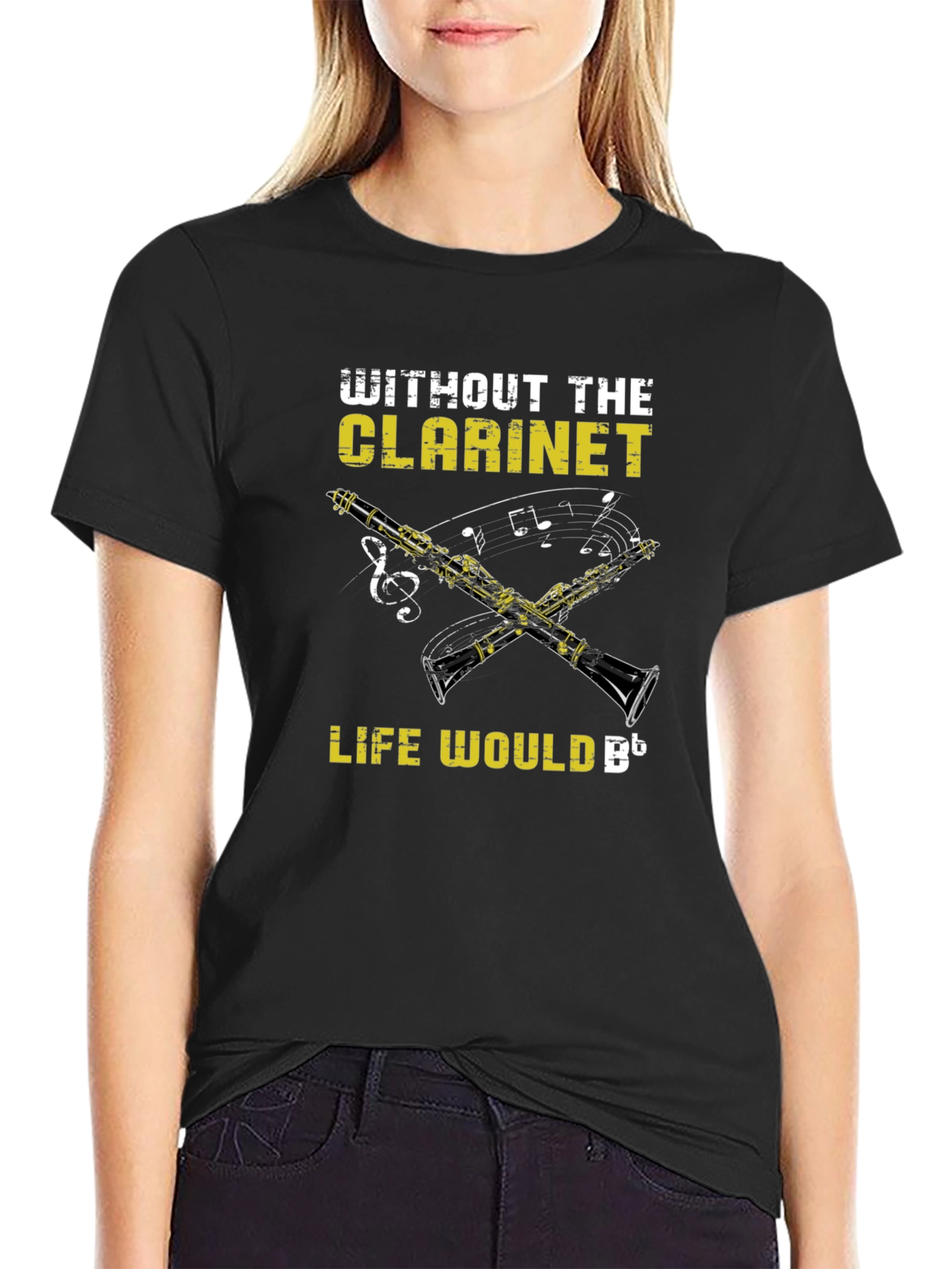 Black Clarinet Music Lover T-Shirt - Funny Musician Tee view 2