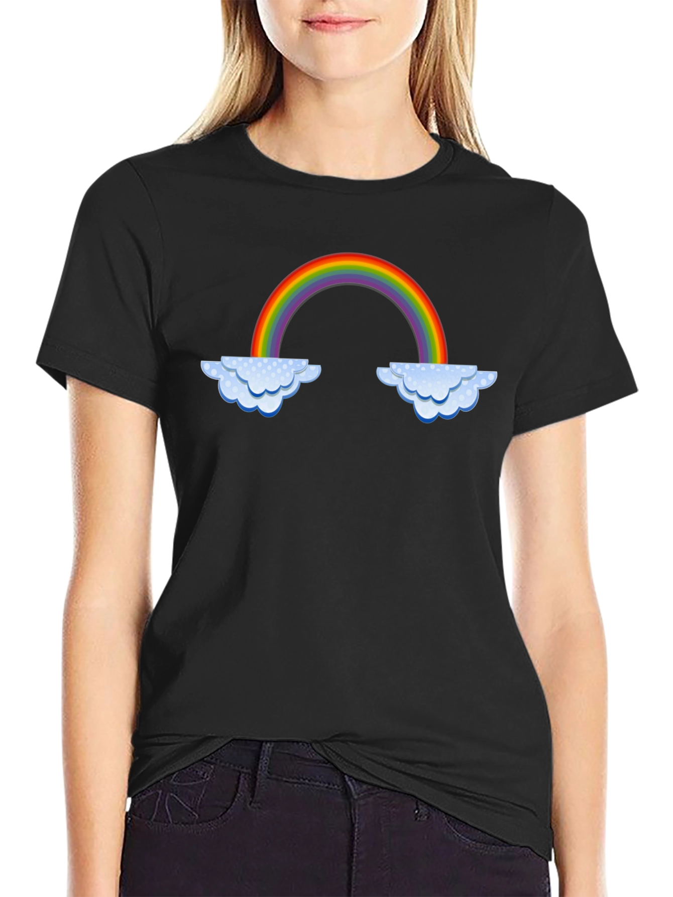 Black Rainbow Cloud Graphic T-Shirt - Black view 2