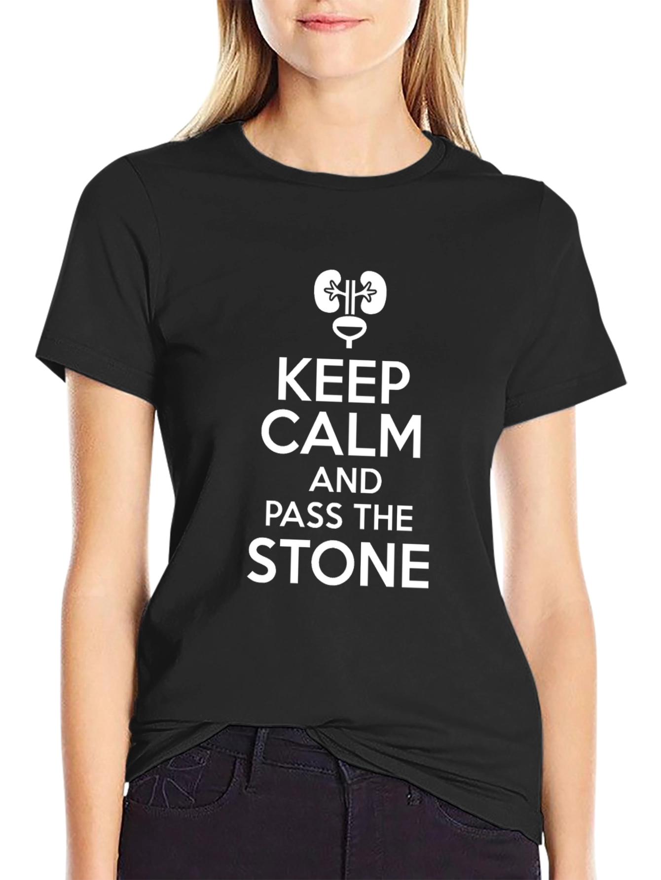 Black Keep Calm and Pass the Stone Graphic Tee view 2