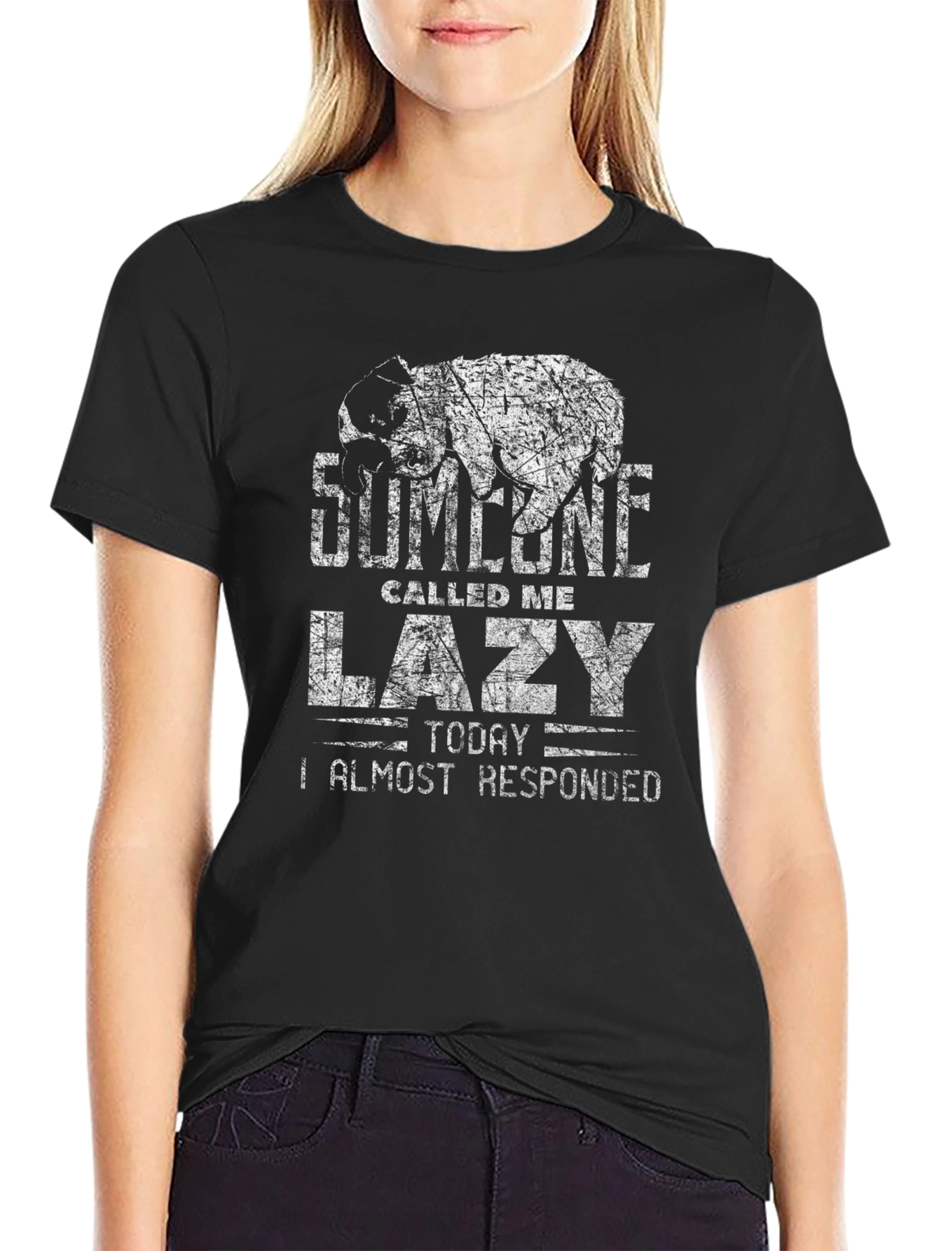Black Funny Lazy Sloth T-Shirt - Someone Called Me Lazy view 2