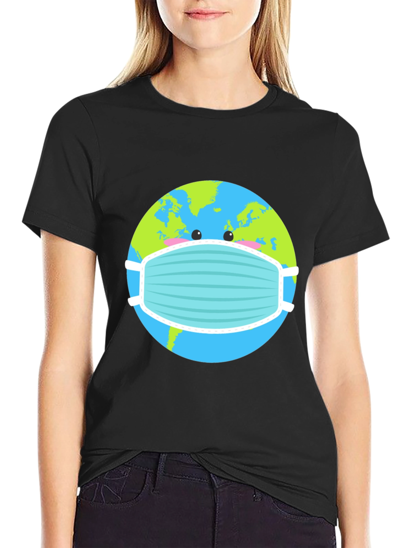 Earth with Mask Graphic Tee - Protect the Planet! - 2