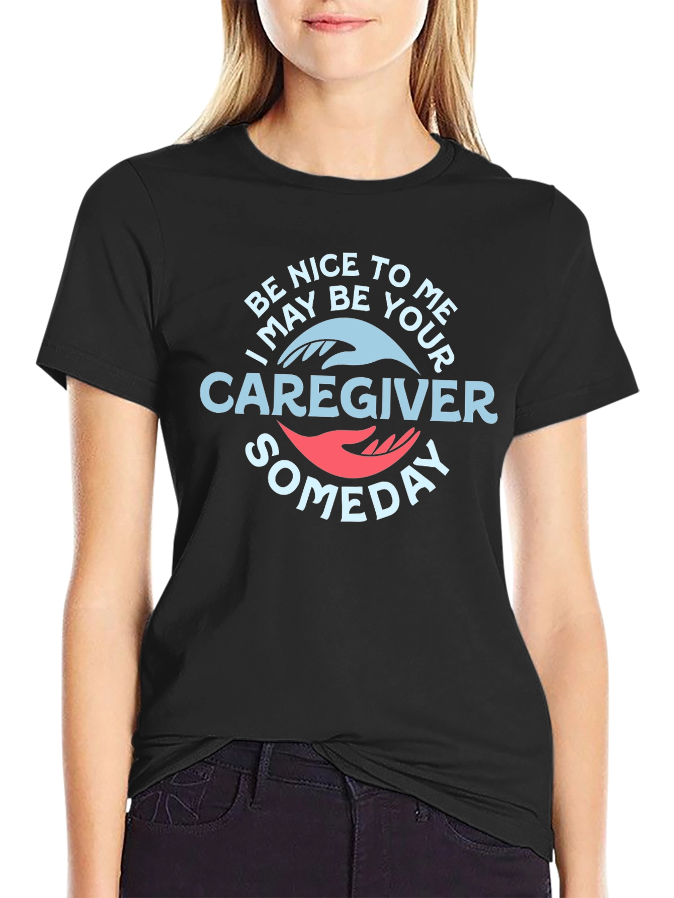 Black Be Nice to Me Caregiver Graphic T-Shirt view 2