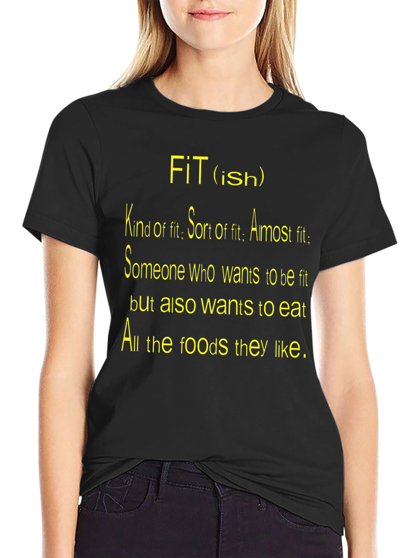 Black Funny "Fit(ish)" Graphic T-Shirt view 2