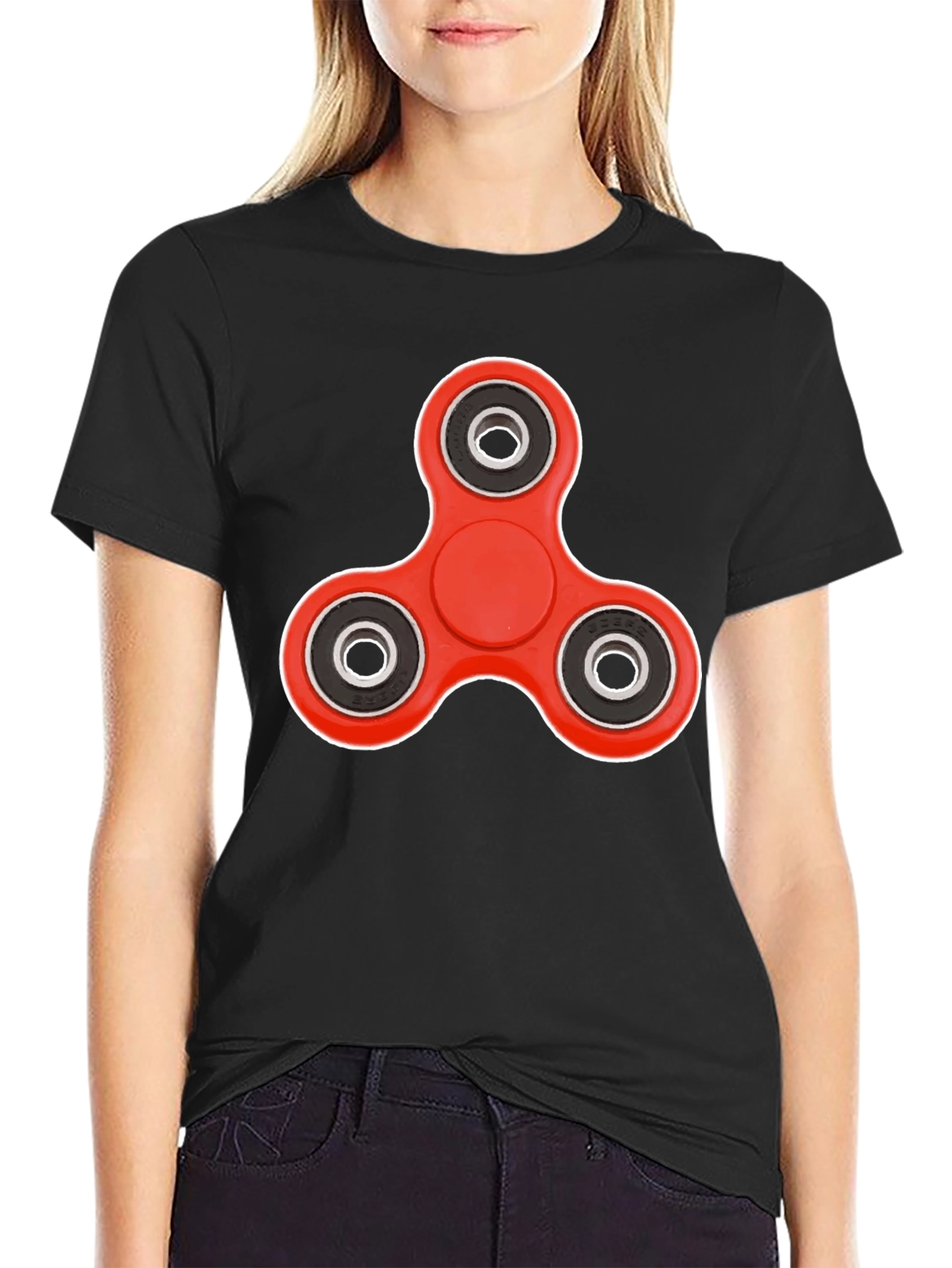 Black Fidget Spinner Graphic Tee - Trendy Casual Wear view 2
