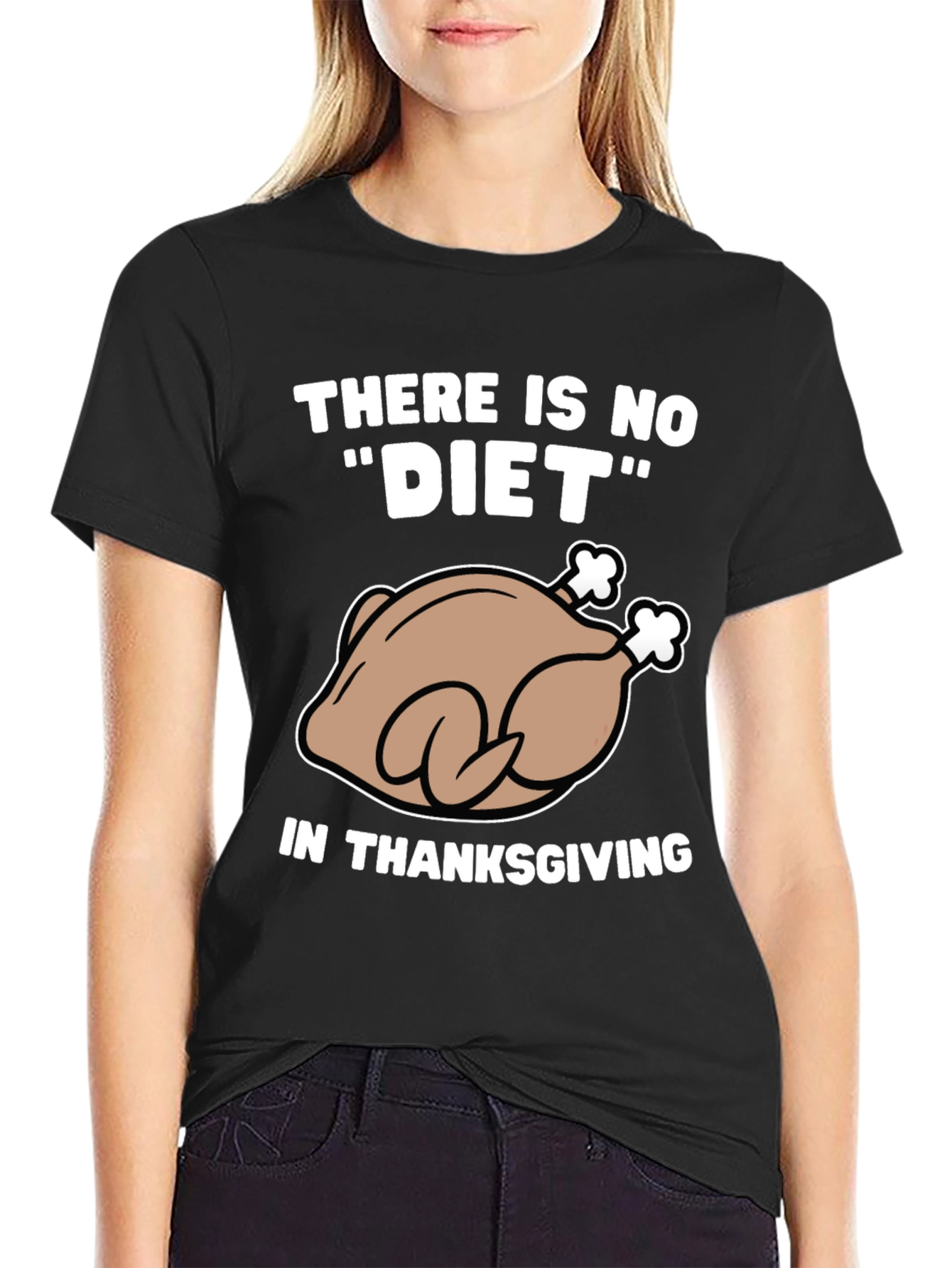 Black Thanksgiving Turkey Diet Humor T-Shirt view 2