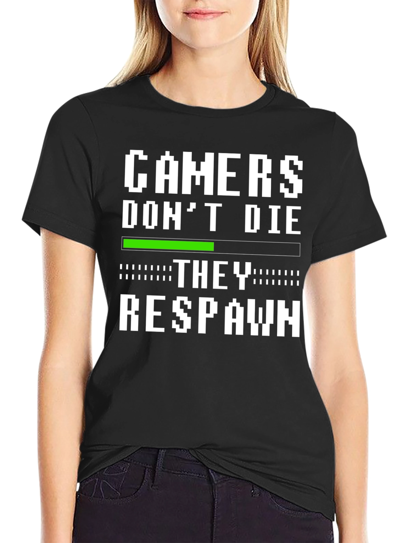 Black Gamers Don't Die T-Shirt - They Respawn! view 2