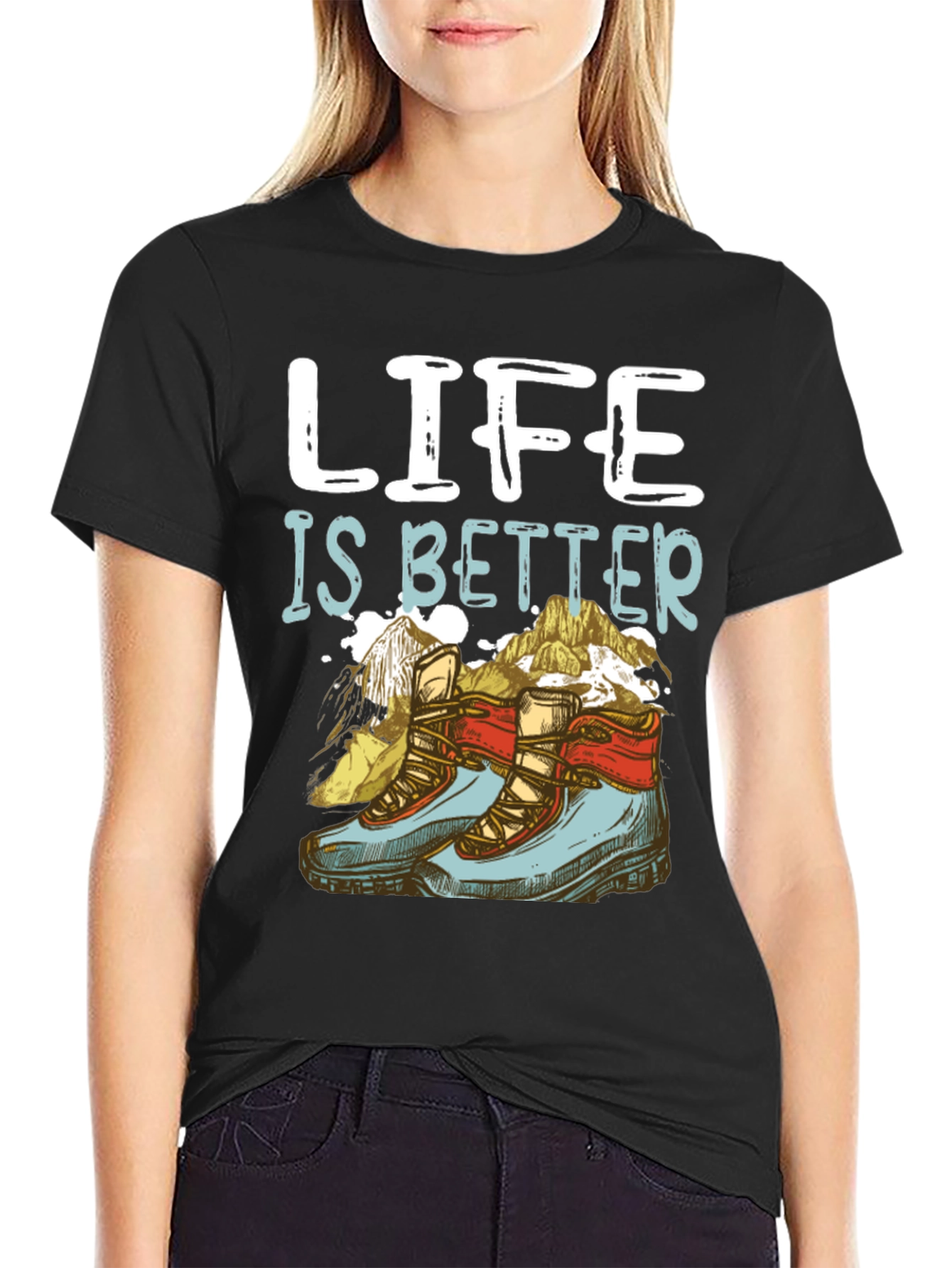 Black Life Is Better Hiking T-Shirt view 2
