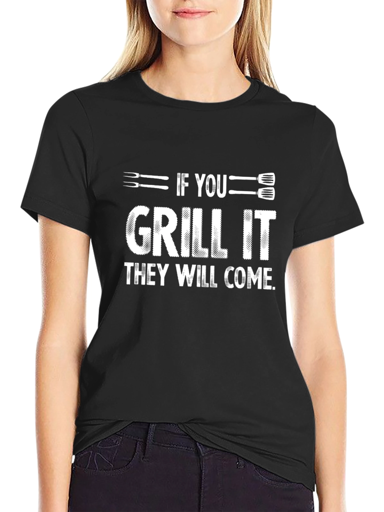 Black If You Grill It They Will Come Black Graphic T-Shirt view 2