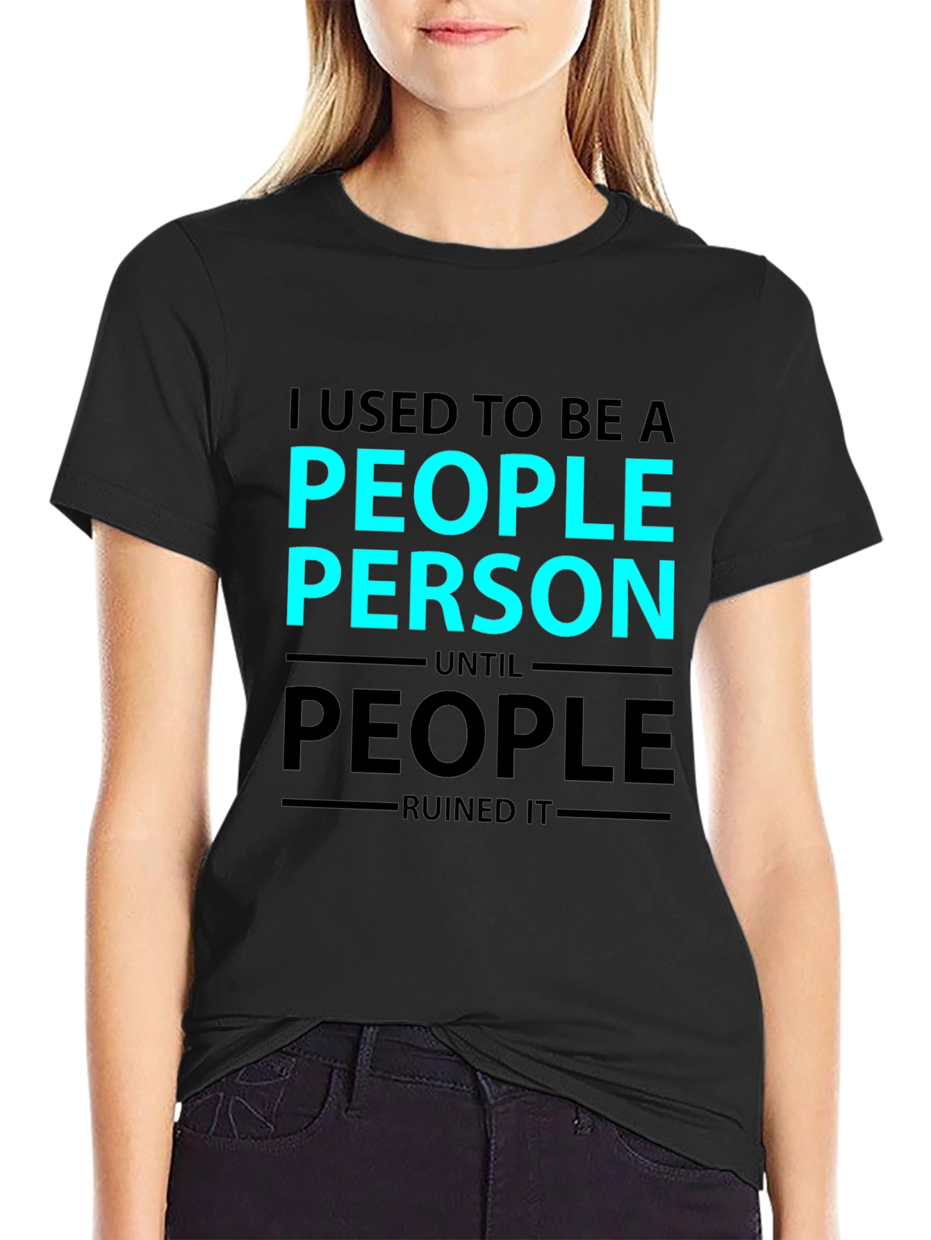 Black I Used To Be a People Person Graphic T-Shirt view 2