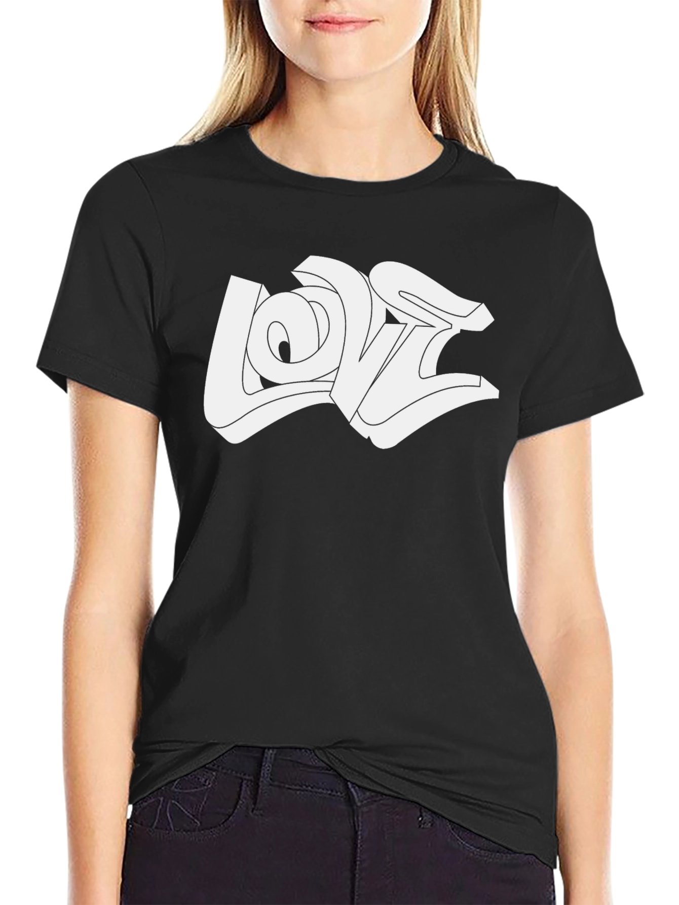 Black Love Graffiti Style T-Shirt - Bold Streetwear view 2