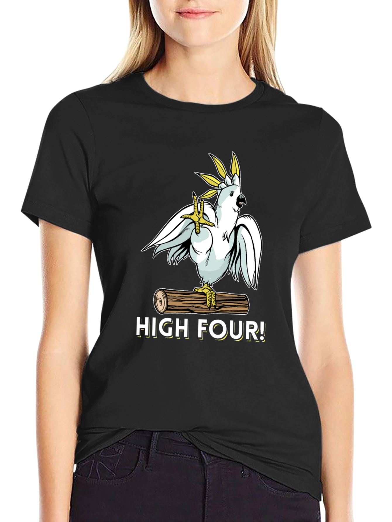 Black High Four! Cockatoo T-Shirt view 2
