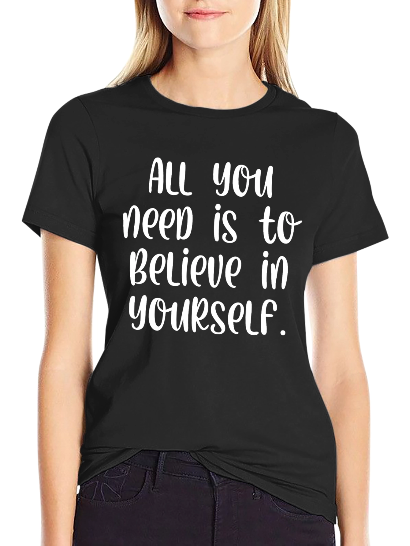 Black Believe in Yourself Black T-Shirt view 2