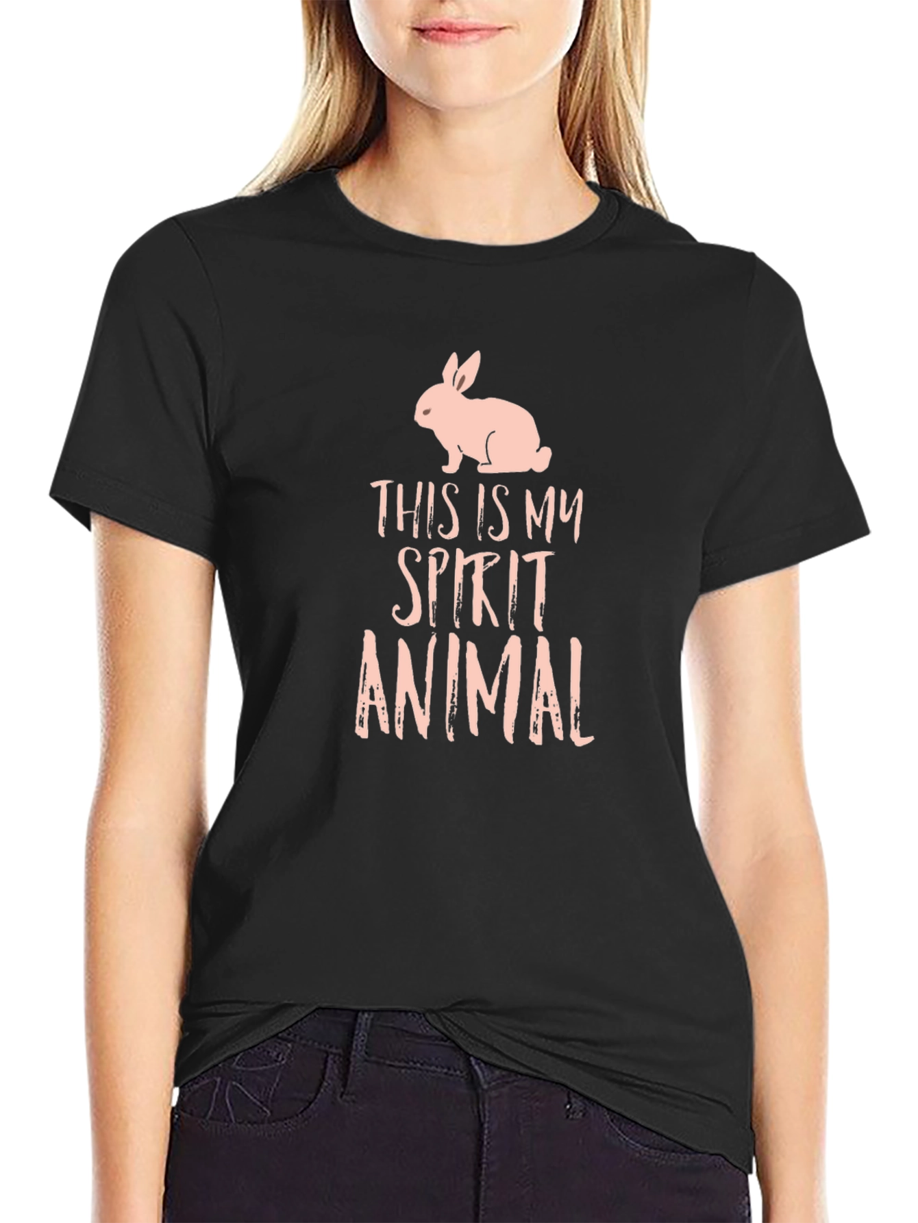 Black Rabbit Spirit Animal Graphic T-Shirt view 2