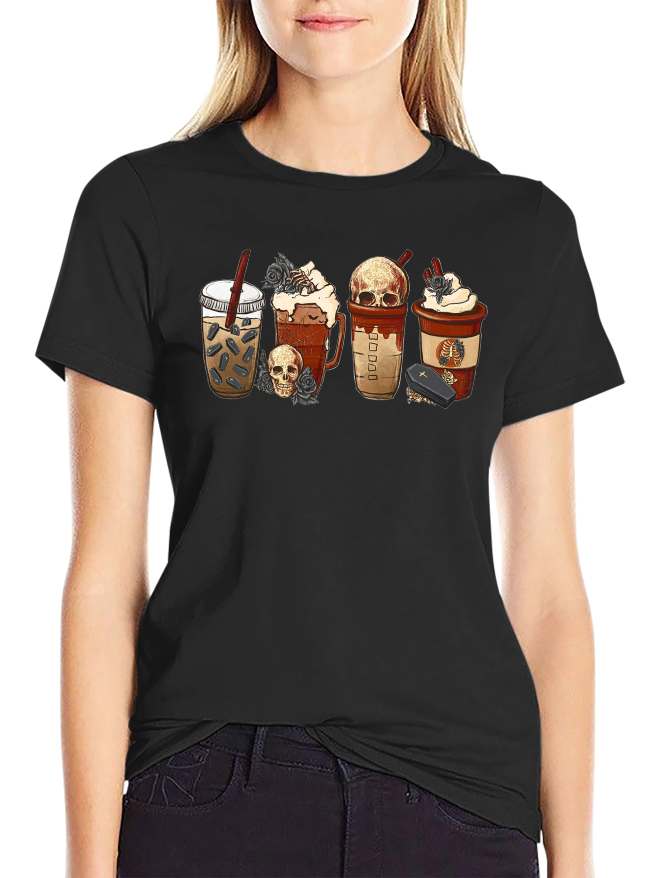Black Gothic Coffee Lover T-Shirt view 2