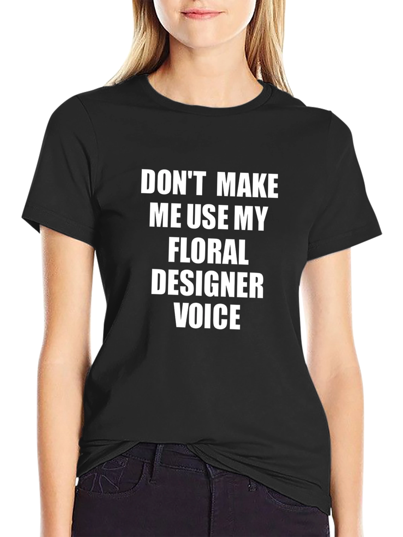 Black Floral Designer Voice T-Shirt - Funny Graphic Tee view 2