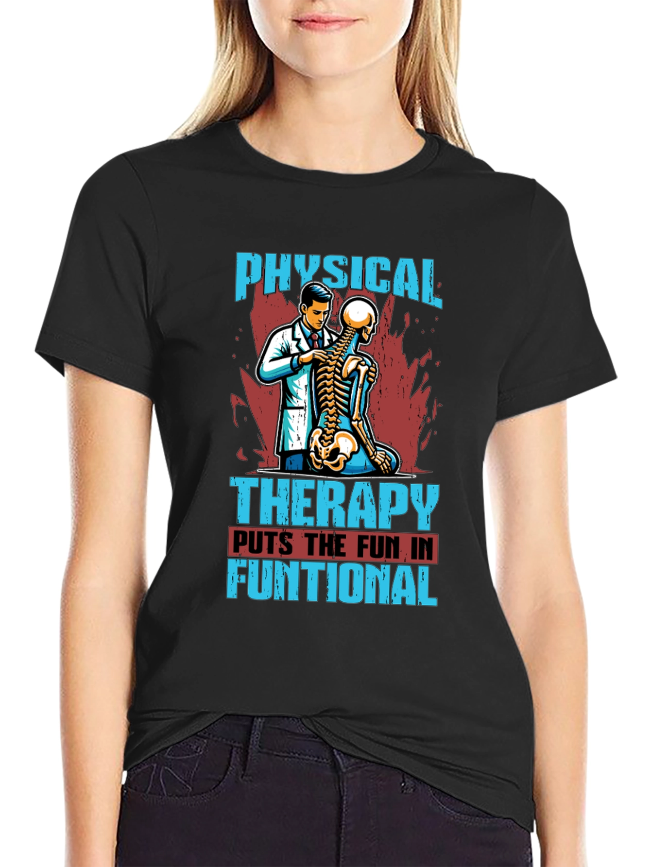 Black Physical Therapy Fun T-Shirt view 2