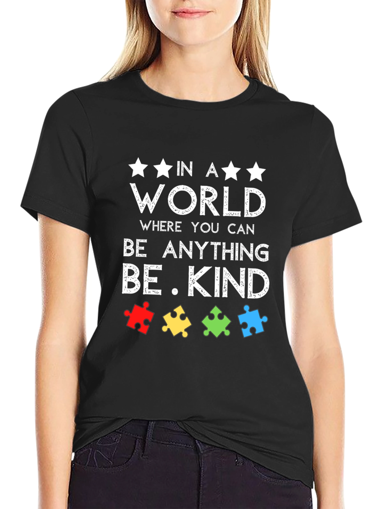 Black Be Kind Autism Awareness T-Shirt view 2