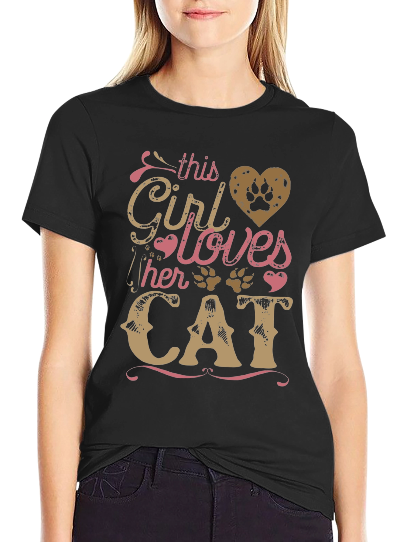 Black Girl Loves Her Cat T-Shirt view 2