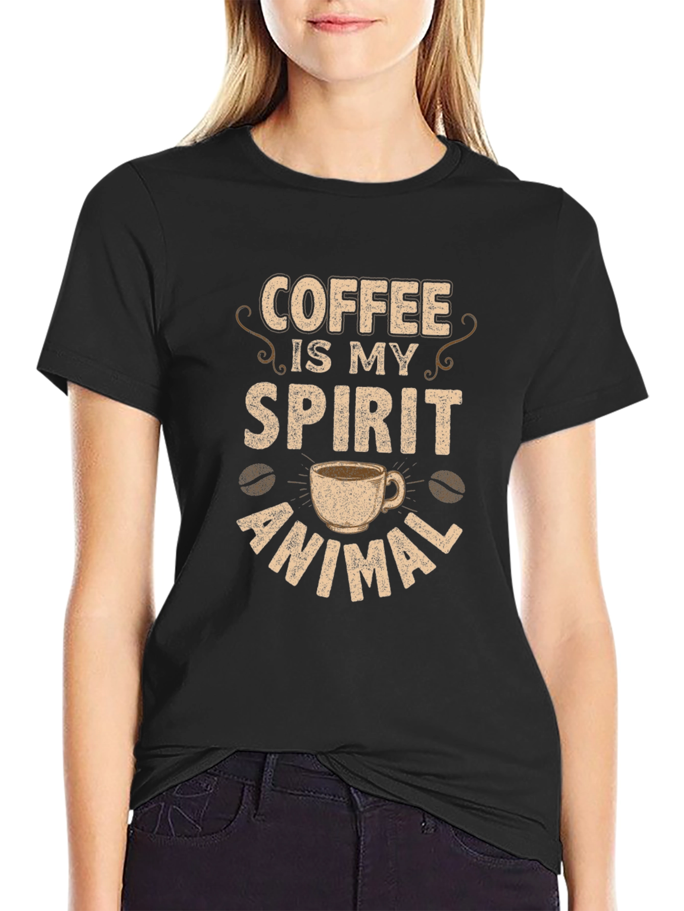 Black Coffee Is My Spirit Animal Black T-Shirt view 2