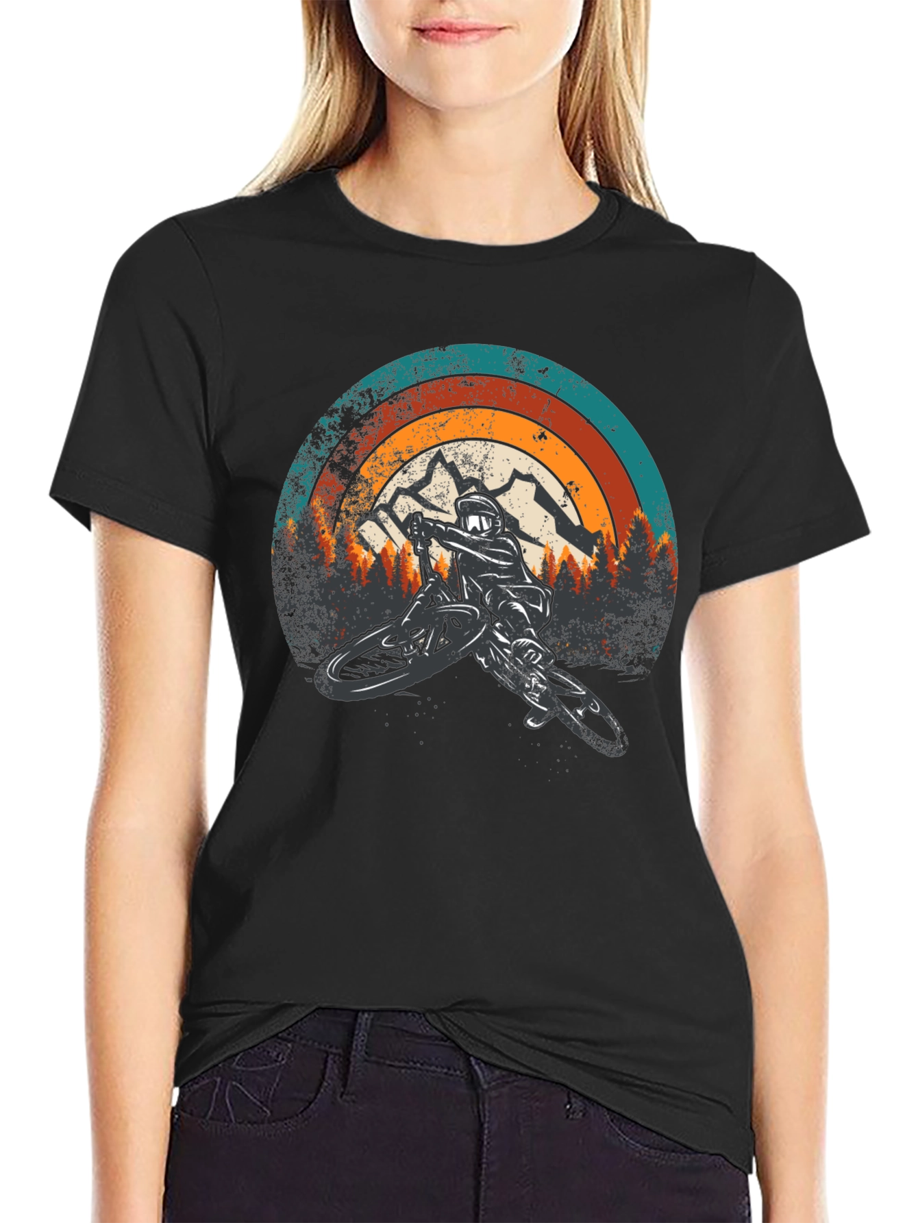 Black Mountain Biker Retro Graphic Tee view 2