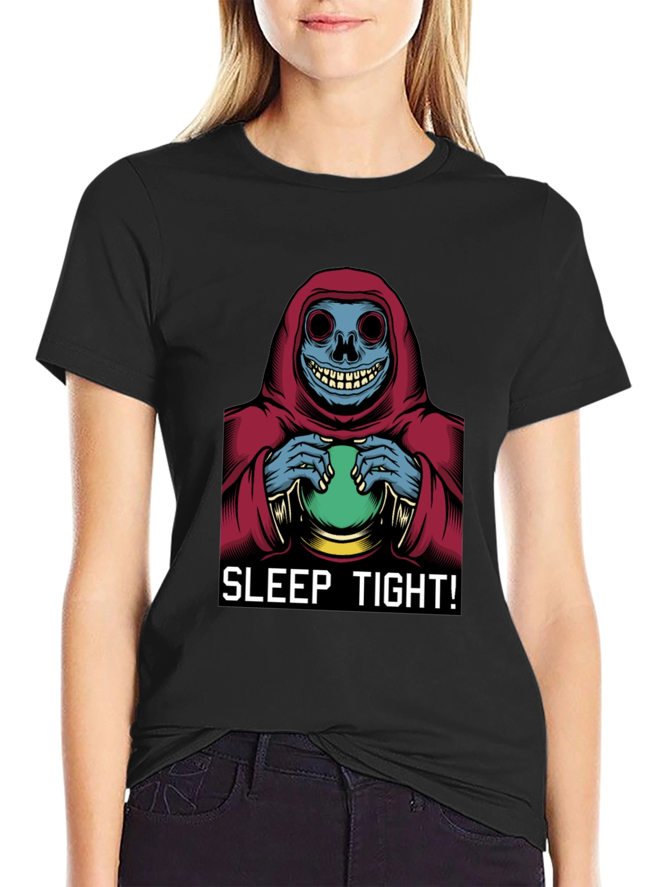 Black Sleep Tight T-Shirt - Grim Reaper Graphic Tee view 2