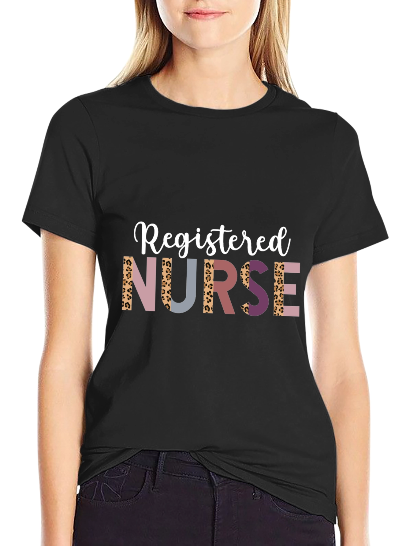 Black Registered Nurse Graphic T-Shirt view 2