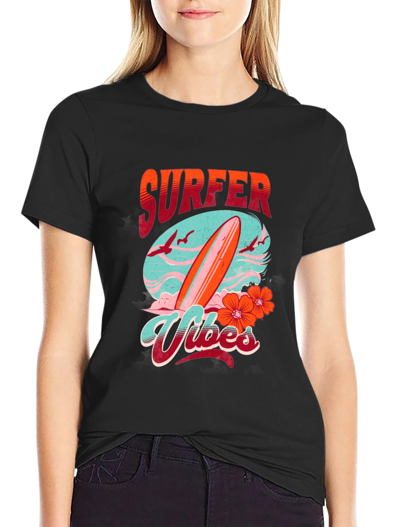Black Surfer Vibes Graphic Tee - Black view 2