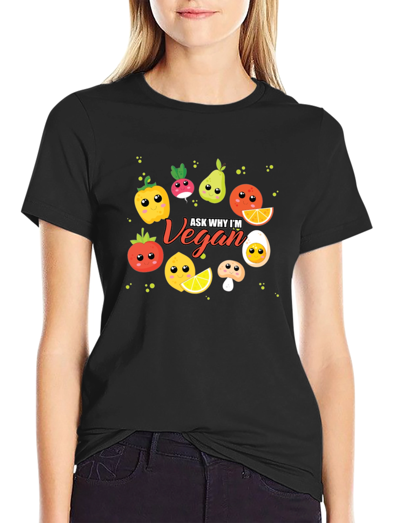 Black Ask Why I'm Vegan Funny Food T-Shirt view 2