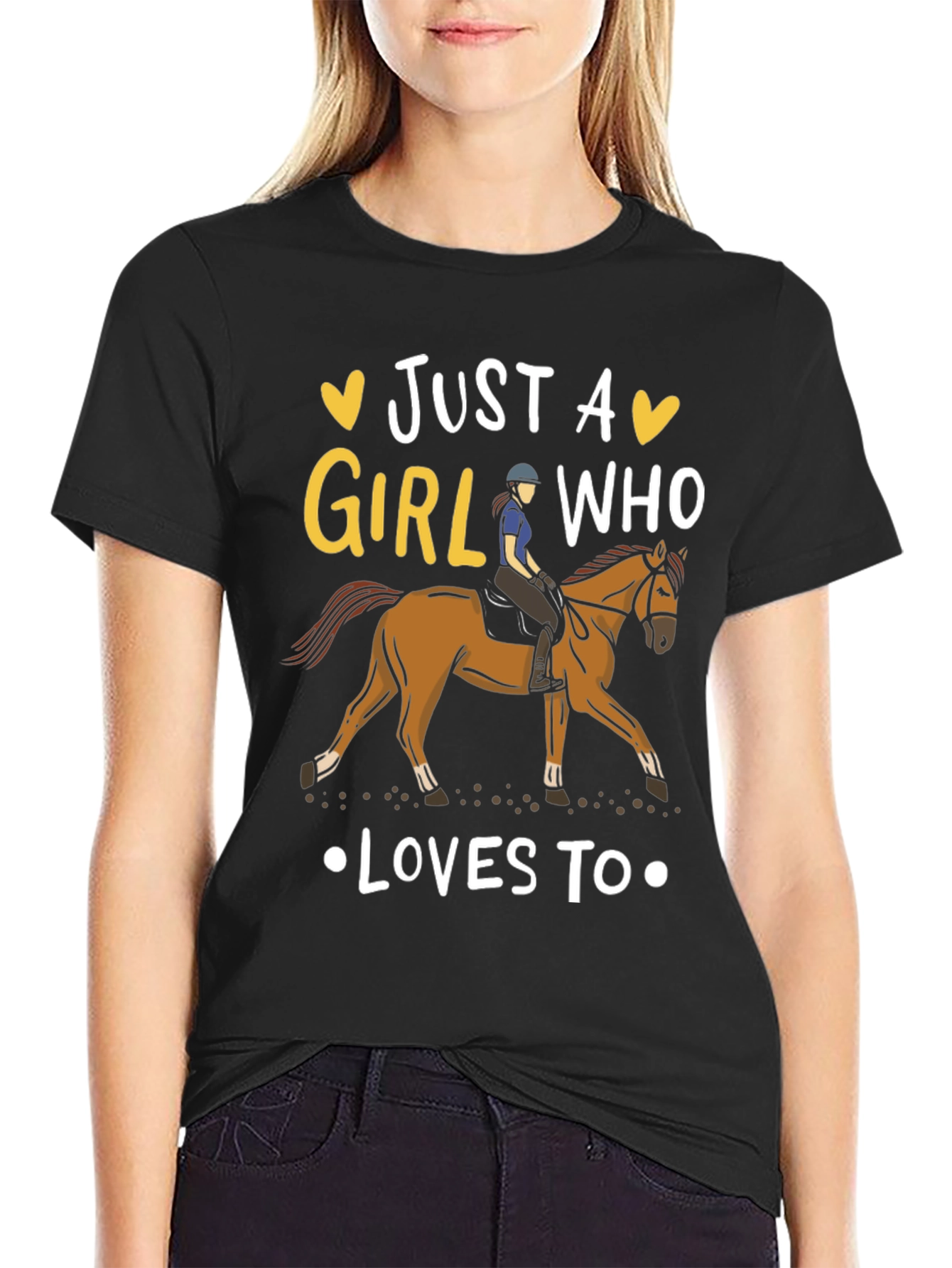 Black Just A Girl Who Loves Horses T-Shirt view 2