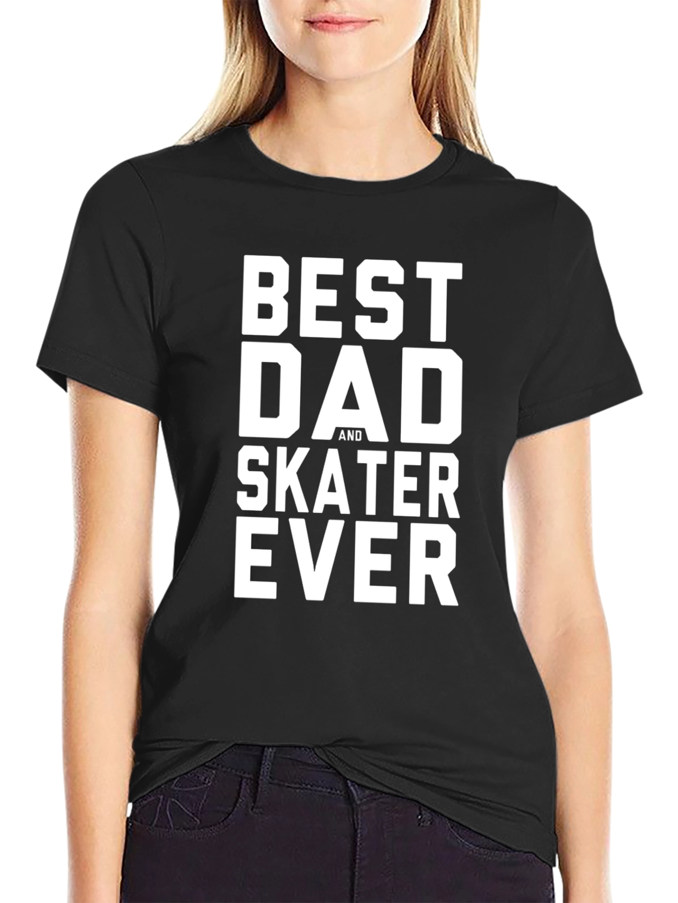 Black Best Dad and Skater Ever Black T-Shirt view 2