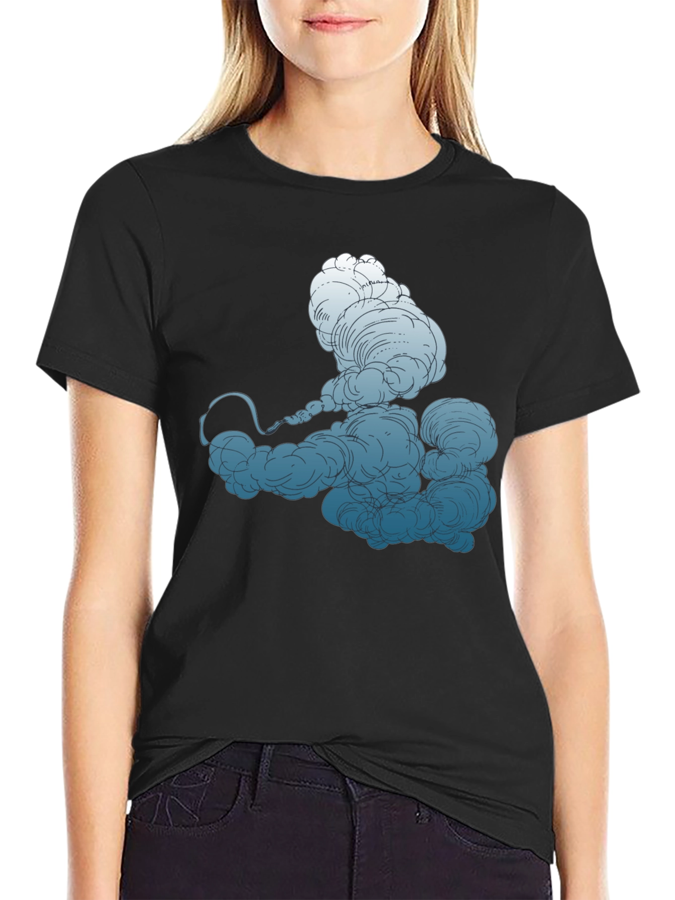 Black Smokey Cloud Graphic Tee - Cool Black T-Shirt view 2