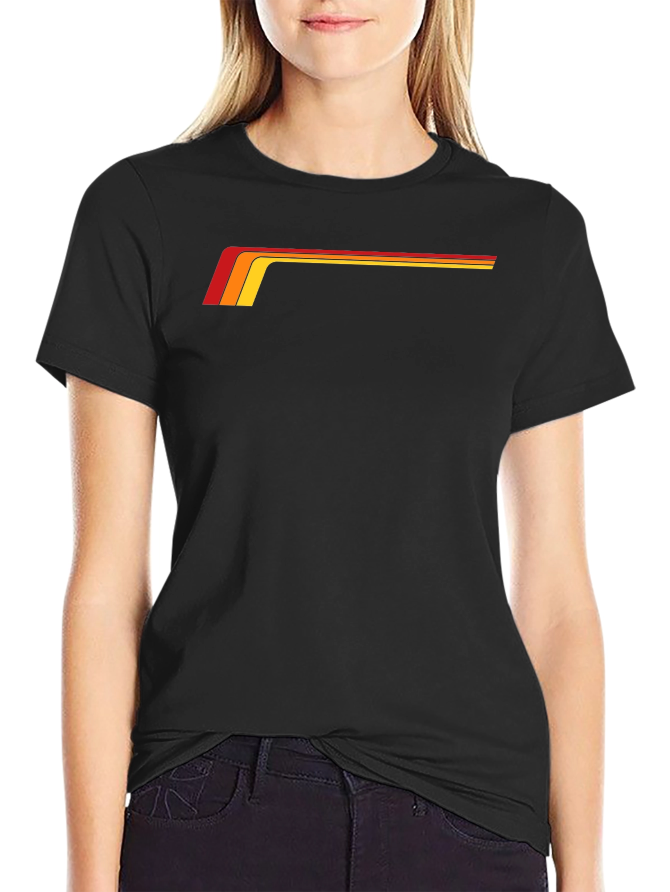 Black Retro Stripe T-Shirt - Vintage Inspired Design view 2