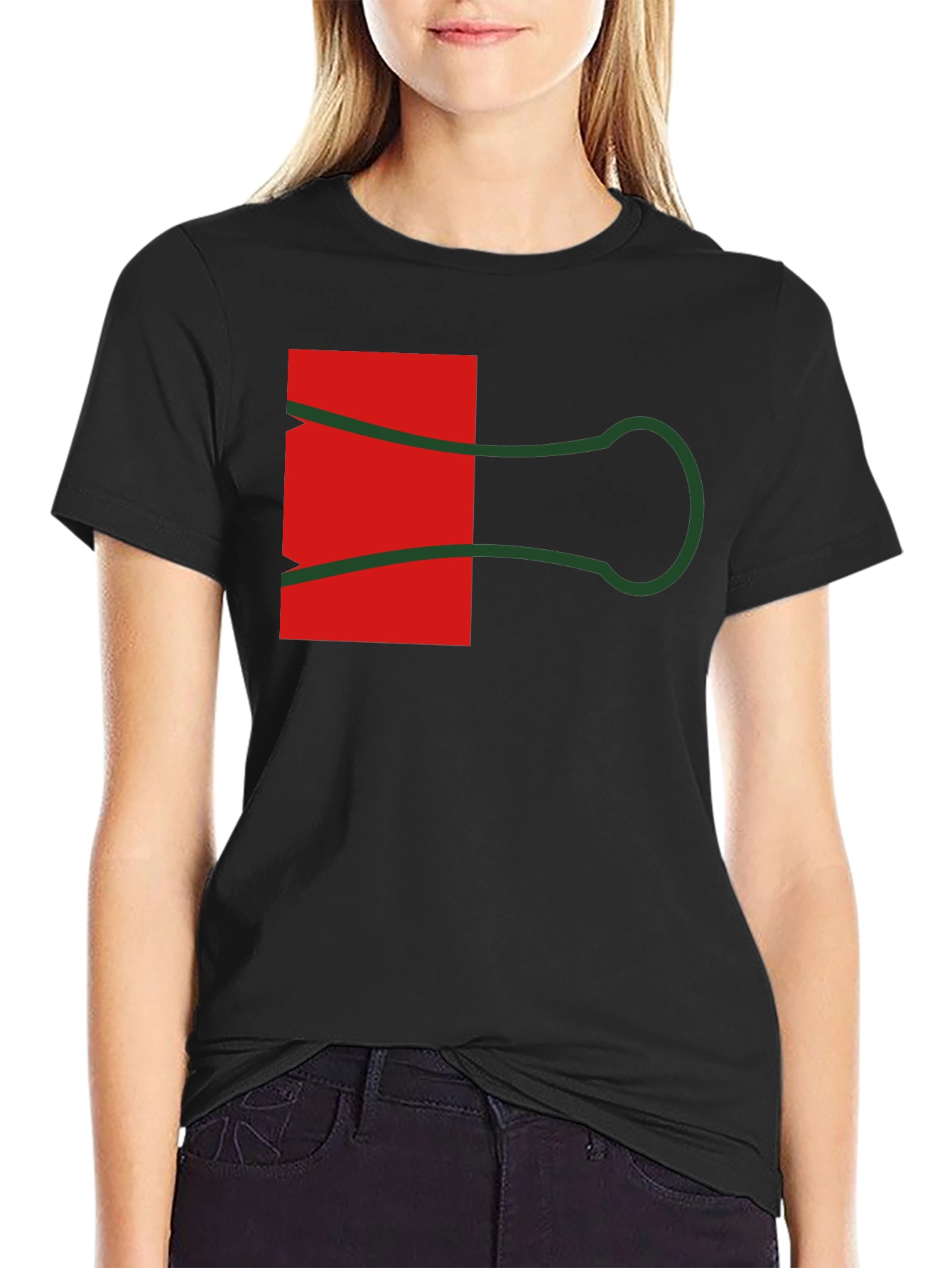 Black Abstract Paper Clip Graphic Tee - Black view 2