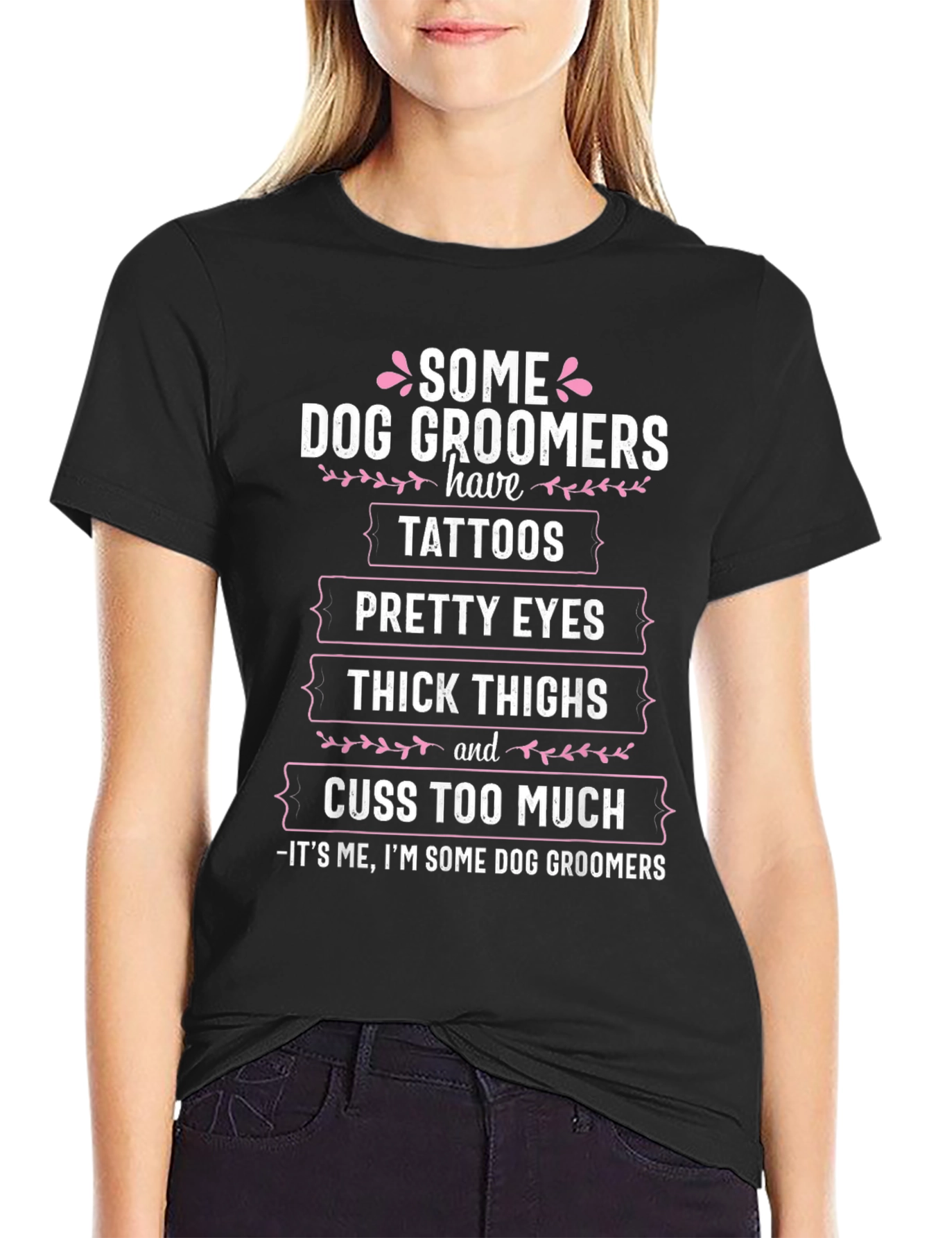 Black Dog Groomer Tattoo T-Shirt Funny Grooming Gift view 2