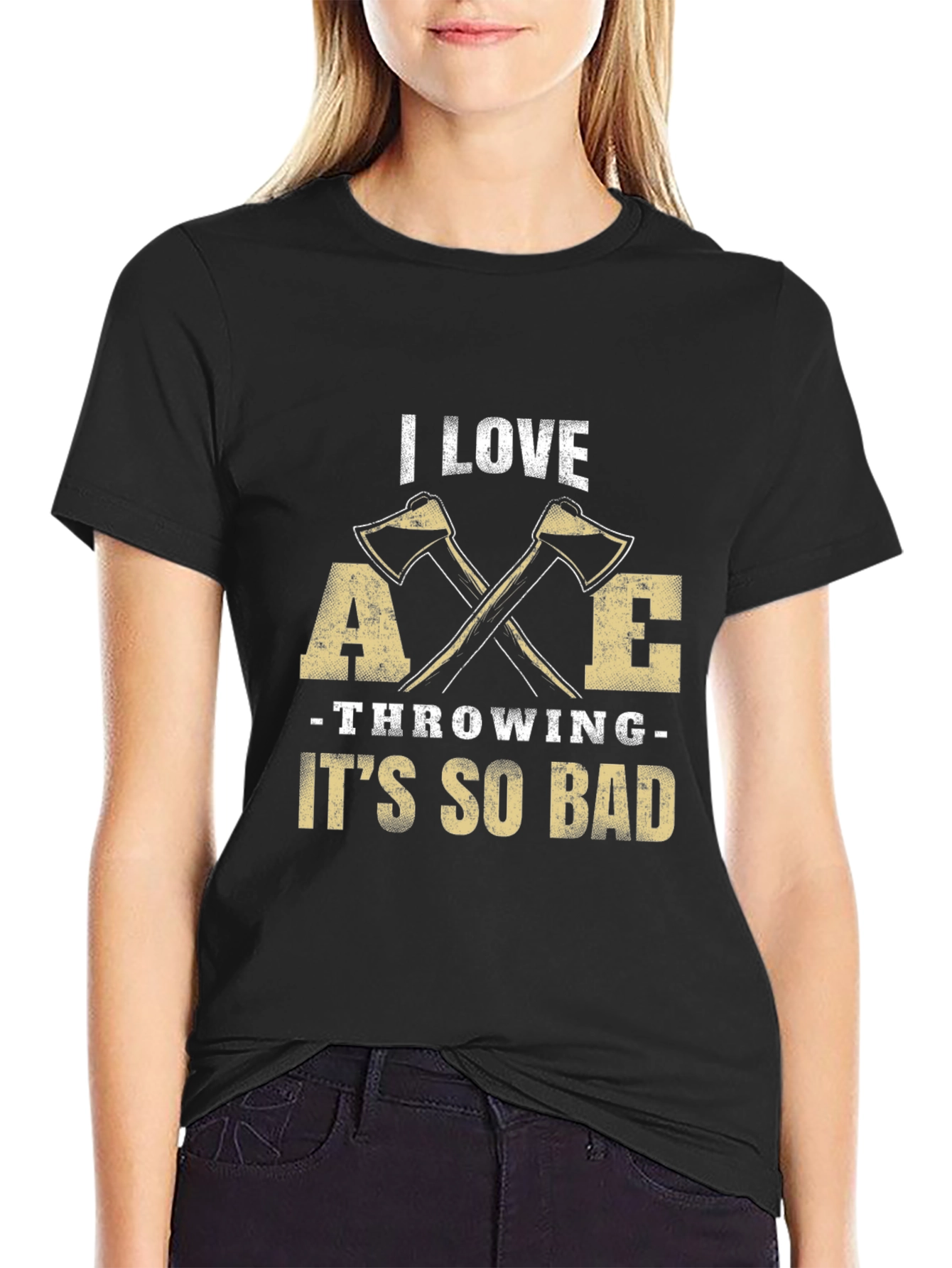 Black Axe Throwing T-Shirt - I Love Axe Throwing - Funny Gift view 2