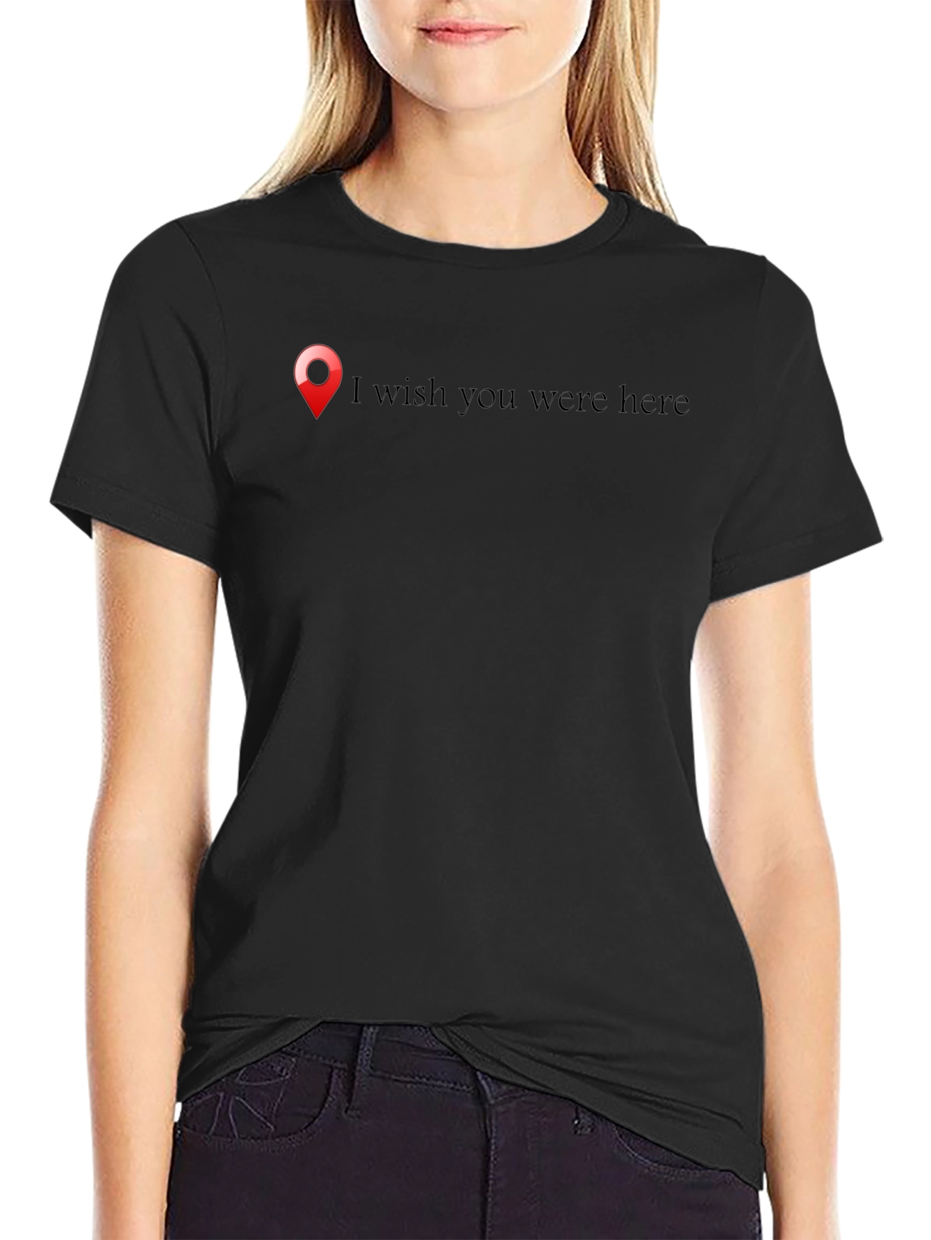 Black Wish You Were Here Black Graphic Tee view 2