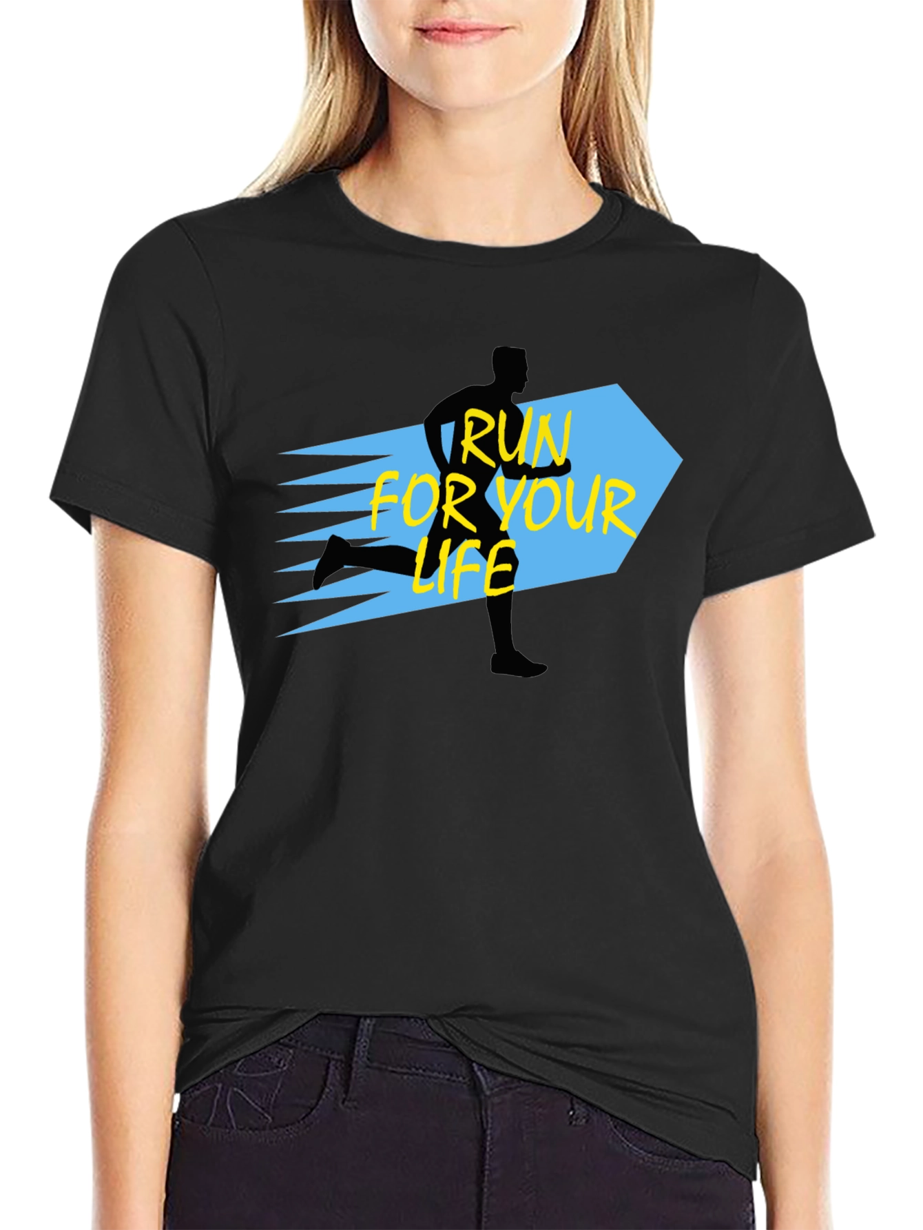 Black Run For Your Life Black Graphic Tee view 2