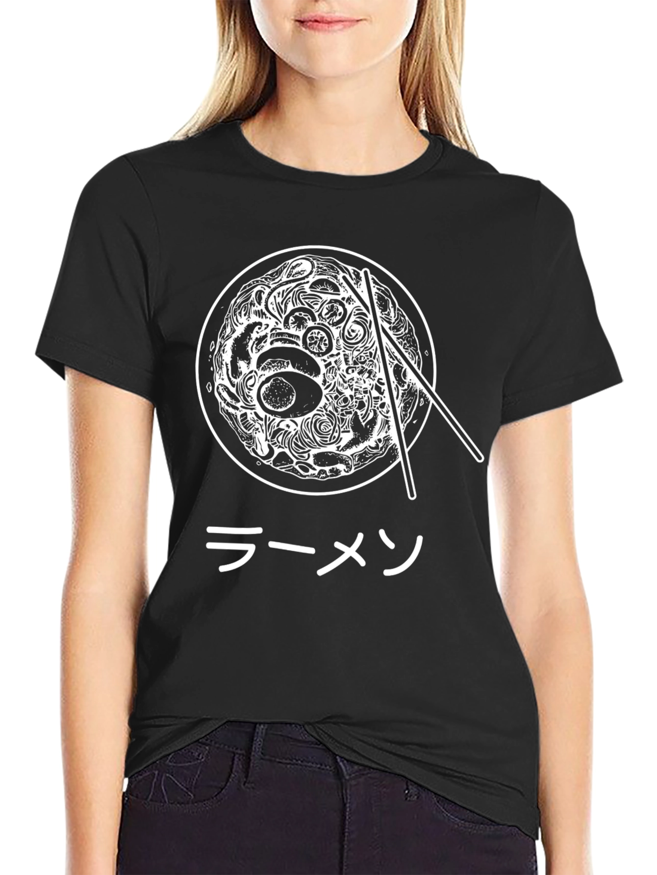 Black Ramen Bowl Graphic Tee - Unisex Black T-Shirt view 2