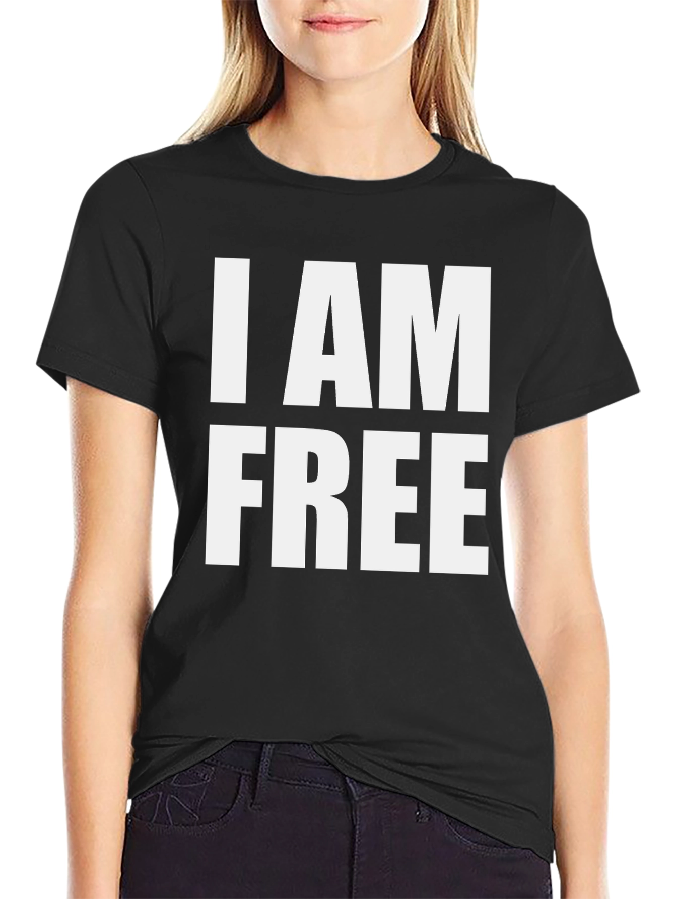 Black I AM FREE Graphic T-Shirt - Statement Tee view 2