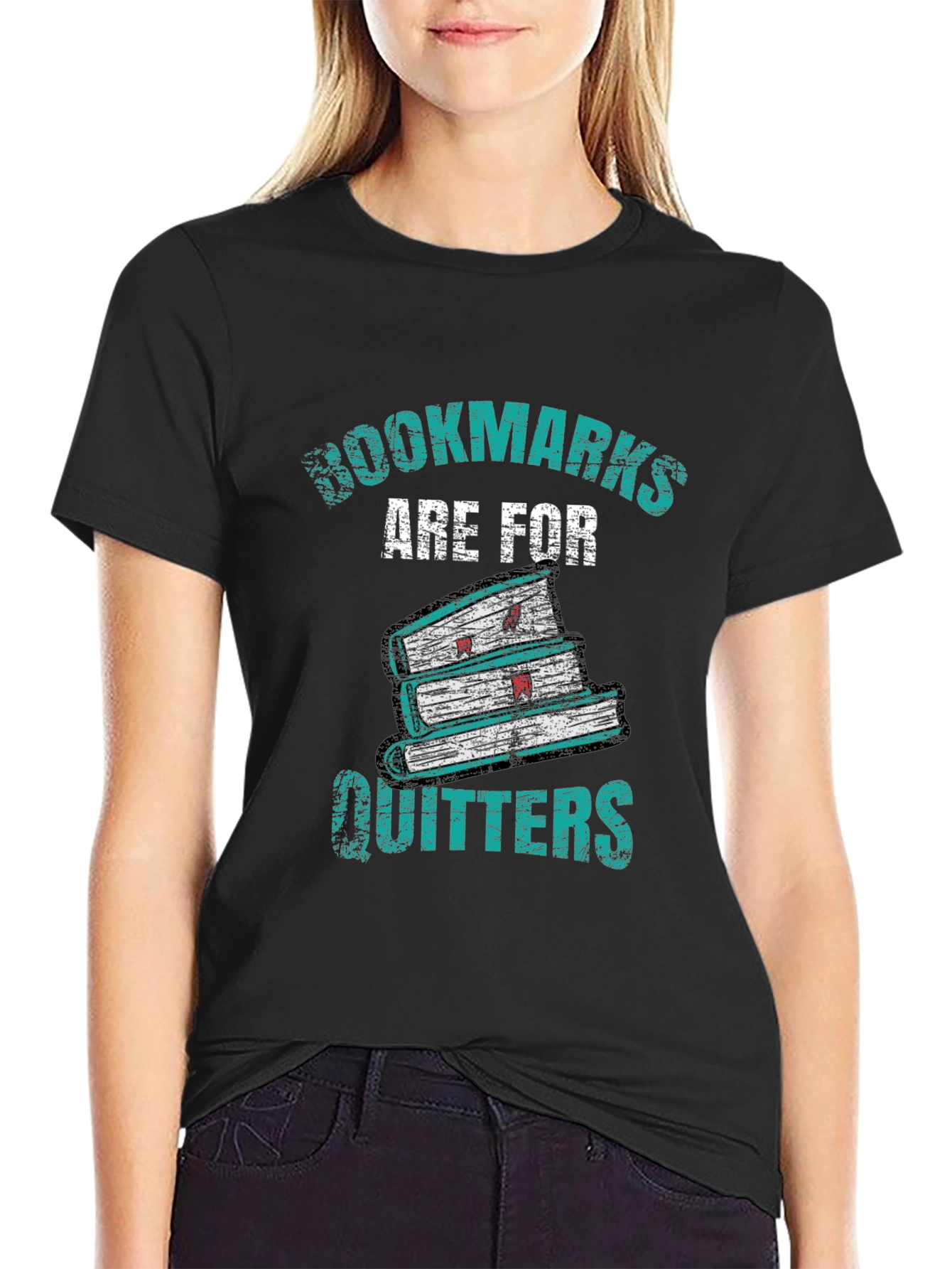 Black Bookmarks Are For Quitters Graphic T-Shirt view 2