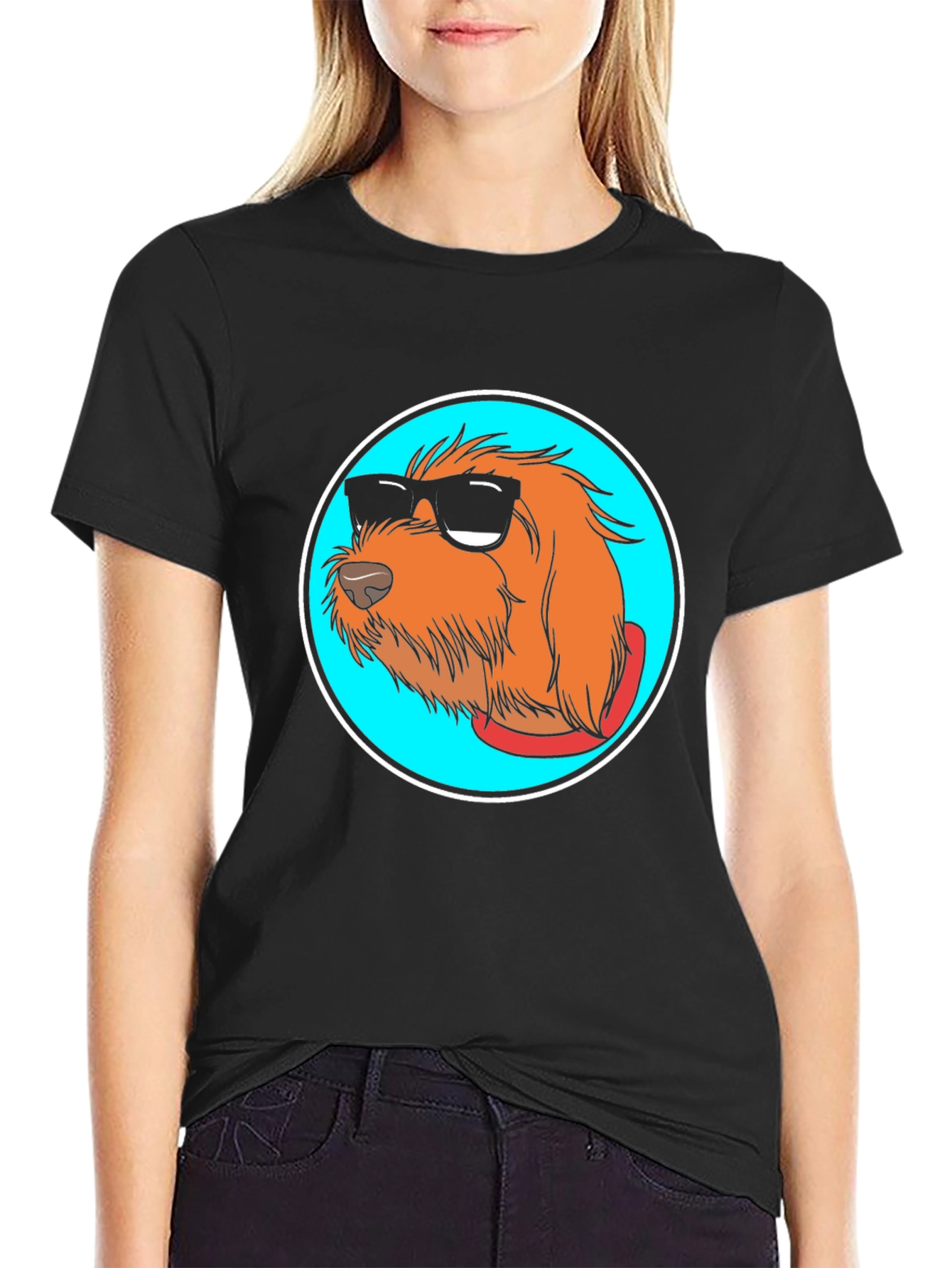 Black Cool Dog Graphic Tee - Black Cotton Blend view 2