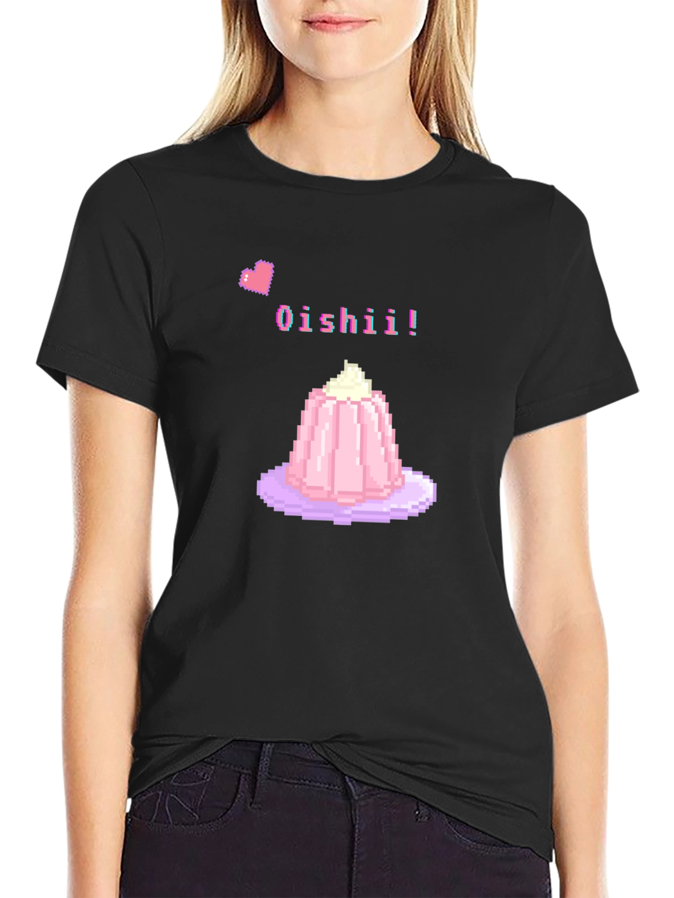 Black Oishii! Pixel Dessert T-Shirt view 2