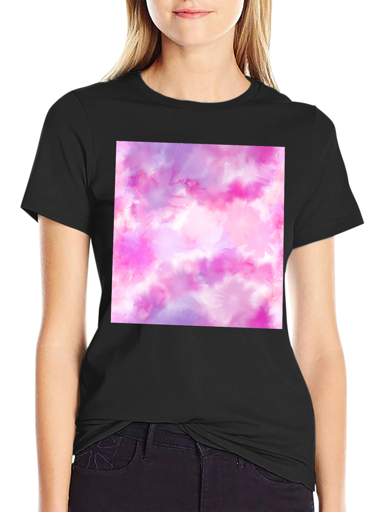Black Watercolor Tie-Dye Graphic Tee view 2