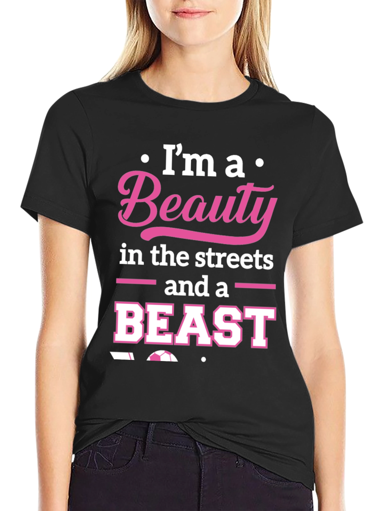 Black Beauty and Beast Soccer T-Shirt - Black Graphic Tee view 2