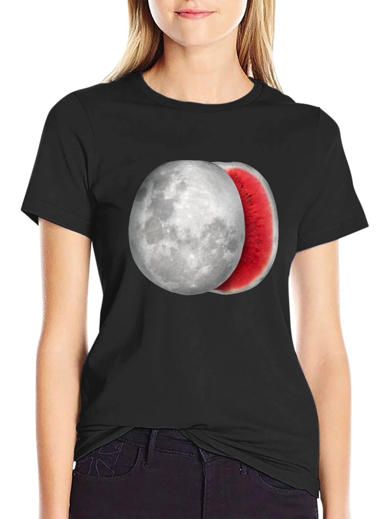 Black Moon Watermelon Graphic Tee - Cool Summer Style view 2